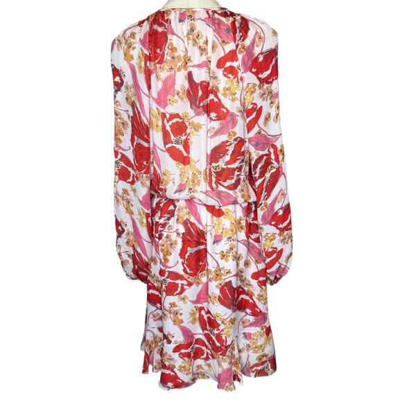 Parker Bertie Silk Mini Dress Floral Blouson Ruffle A-line size Large - Picture 4 of 6